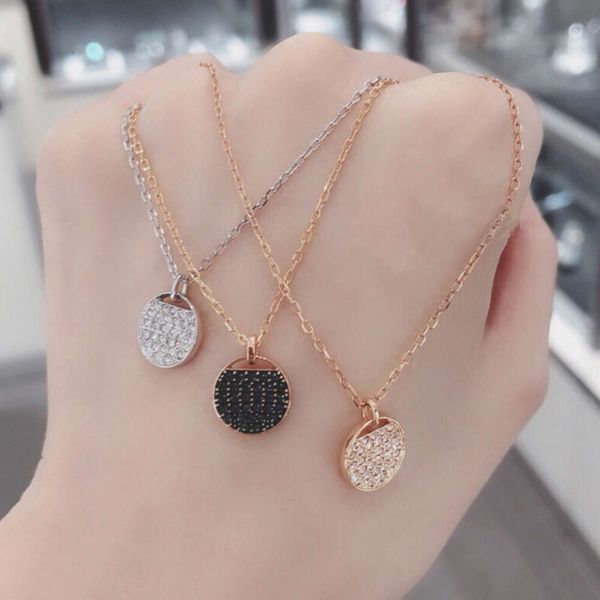 Bijoux Swarovskis Collier Designer Femmes Fashion de luxe Original Fashion Rose Gold Small Racquet Collier Élément Crystal Round Racquet Clicule Chaîne