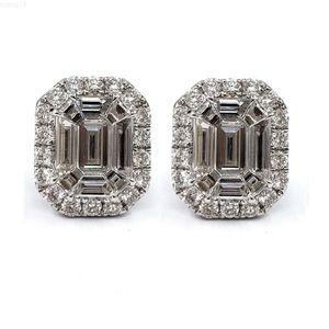 Sieraden Groothandel Pie Cut Design 18k Solid White Gold Natural Baguette Diamond Fine Jewelry Studs Oorbellen voor bruiloft