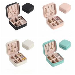 Caja de joyería, pendientes, anillos, cajas de almacenamiento de joyería, portátil, de cuero PU, organizador de viaje de una sola capa, soporte para collar, almacenamiento con cremallera, vitrina de joyería BC176