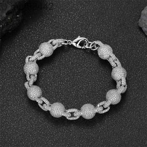 Bijoux 10,5 mm Diamond Bubble Ball Chain Bracelet Bracelet Bracelet Hip Hop Mens