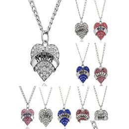 Jewelry 10 Style Mother Day Gift Maman fille sœur grand-mère nana tante Collier Crystal Heart Pendentif Hingestone Drop Livrot Otxnf