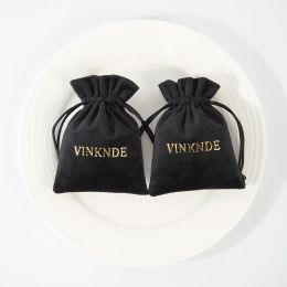 Bijoux 100pcs Logo personnalisé marque Velvet Jewelry Sac à casse-cale Organes d'oreilles Organisateur Sacs-cadeaux Favors Favors Candy Packaging Pouche