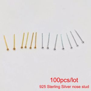 Joyería 100 unids/lote 1,2mm 925 Plata de Ley pequeña bola nariz Studs pequeño anillo de nariz 24G Nez Piercing joyería del cuerpo