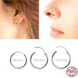 Joyería 10pcs/lote 925 Segmento de plata esterlina Hoop anillo de aro de aro septum clicker tragus cartílago perforación de orejas 8 mm 10 mm 12 mm