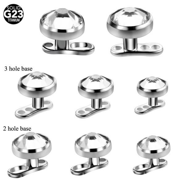 Bijoux 10pcs / lot G23 Titanium Piercing Micro Dermal Anchor Base Tops Skinner Diver Crystal Gem Head Implants Body Piercing Jewelry