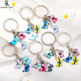 Porte-clés papillon en métal émaillé, bijoux, vente en gros, 10 pièces/lot, porte-clés de voiture, sacs pour femmes, pendentif, accessoires