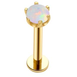 Sieraden 14K Solid Gold Threadless Push Pin met Zirkoon Opaal Steen Labret Piercing Sieraden Eeuwige Metalen KLSV97 KLSV98