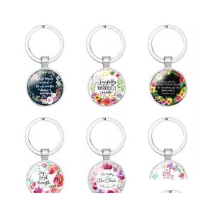 Sieraden 17 Stijlen Bijbelvers Sleutelhanger Vrouwen Mannen Sleutelhangers Sleutelhangers Autohouder Schrift Citaat Geloof Christelijke Gift Keyfob Drop Del Dho2M