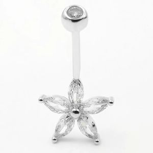 Sieraden 1 st Bloem Navel Ring 925 Sterling Zilver Navel Ringen Bar Barbell Body Piercing sieraden voor vrouwen