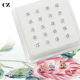 Bijoux 2022 Nouveau design 925 argent sterling 2,0 mm 2,5 mm 3,0 mm carré zircon nez étalon percing bijoux Percing Nez Pircing nariz