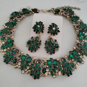 Bijoux 2023 Nouvelle strass de cristal vert grand collier grand collier de tour de tour féminin