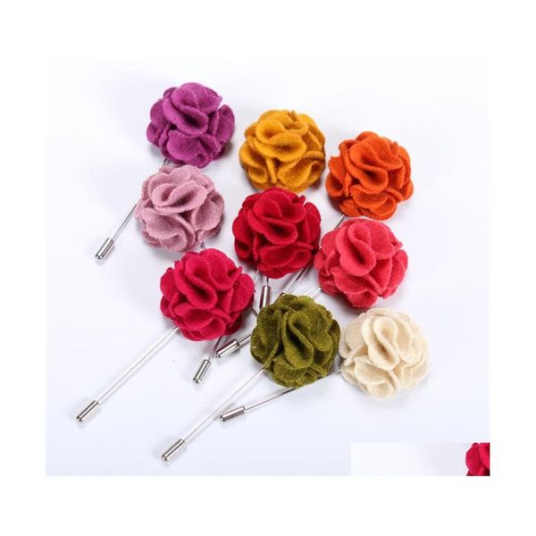 Bijoux 20 Pcs 18 Couleurs Fleur Broche En Gros De Mode Hommes Épinglette Pour Costume Accessoires De Mariage Drop Delivery Party Events Dhz09