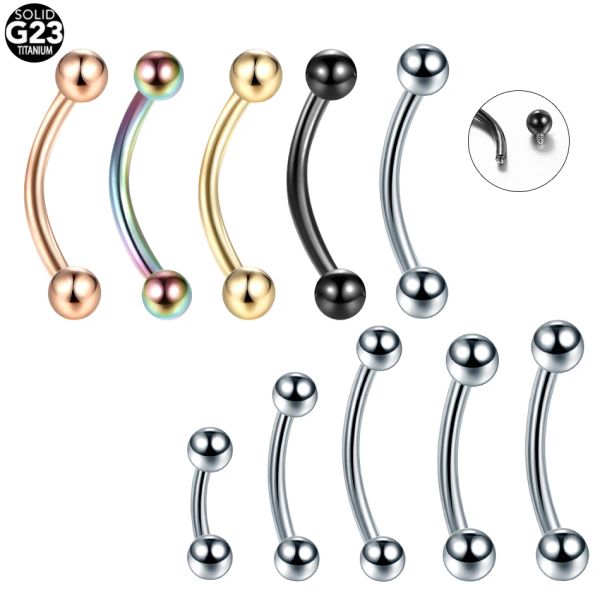 Joyería 20 piezas anillos de titanio para cejas bola ojo lengua anillos Piercings barra curva labio Labret pendiente Tragus Piercing joyería del cuerpo