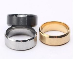 Sieraden 8 mm roestvrijstalen ringband titanium zilveren zwart goud mannen maat 6 tot 13 bruiloft verlovingsringen