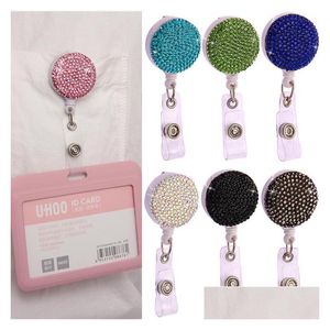 Bijoux 9 Couleur Rétractable Badge Bobine Longe Id Carte Titulaire Ski Pass Mtipurpose Porte-clés Métal Antilost Clip Party Favor Porte-clés D Dhlh1