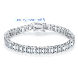 Bijoux 925 argent Moissanite 3*5mm Vvs taille émeraude Moissanite Bracelet de Tennis 0.5ct laboratoire diamant chaîne de Tennis Bracelets