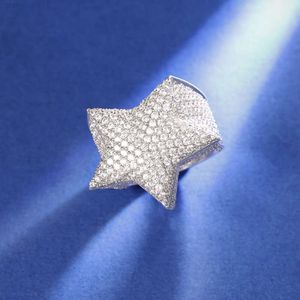 Bijoux en argent 925 Vvs Moissanite diamant Hip Hop en forme d'étoile, bague glacée