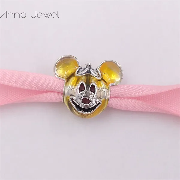 Joyería de plata de ley 925, cadena de cuentas para mujer, pulseras de la amistad, Kit de fabricación de brazaletes Disny x Pandora Miky Mouse Pumpkin Charm, collares con iniciales para hombres DIY 799599C01