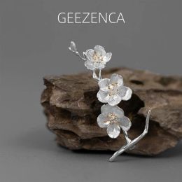 Bijoux 925 Broches de fleurs en argent sterling pour les femmes Design original Orchidée Cherry Blossom Gloire du matin Broches de fleurs de pavot