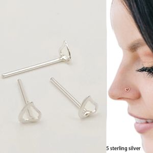 Sieraden 925 Sterling Silver Hollow Heart Nose Stud I Pin Bend Beschikbare neus Piercing 20 -stcs/pack