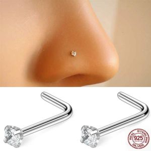 Bijoux 925 argent sterling l Stude de nez de forme 2 mm Crystal Perçage du nez bijoux 20 pcs / pack