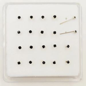 Joyería de plata de ley 925, piercing para la nariz, pequeño perno de cristal negro para la nariz, perno recto para la nariz, joyería para piercing, 20 unids/pack