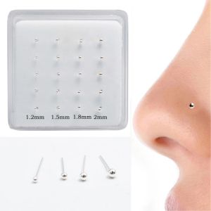 Bijoux 925 STARD SIGHT NEZ STUD 1,2 mm 1,5 mm 1,8 mm 2 mm taille de bille à billes Pin Pirage Nariz Prata 20pcs / pack