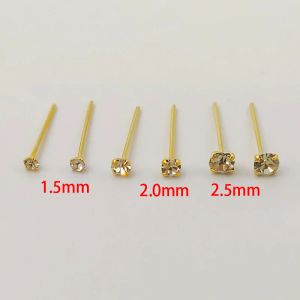 Sieraden 925 Sterling zilveren neusbestrijd helder kristal rechte neus pin piercing 20 stks/lot voor vrouwen