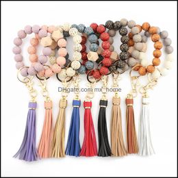 Sieraden accessoires baby, kinderen moederschap luipaard gespot hout bead armband sleutelhanger PU lederen kwast hanger ketting Micolor sleutelhanger wri