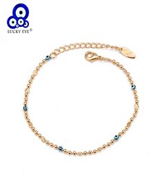 Sieradenaccessoires mode sieradenketten Lucky Eye Blue Turkish Evil Eye Anklet Gold Silver Color Bead Foot Chain Unkle Bracelet6341174