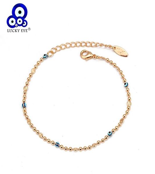 Accessoires de bijoux mode bijouxantes chanceux Bleu Turc Evil Eye Chevauteur Gol Silver Color Perle Chaîne de cheville Bracelet2052249