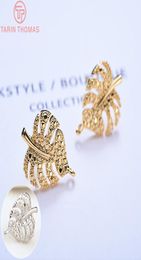 Sieraden accessoires sieraden makejeewelry bevindingen componenten 20246 pcs 10x145mm 24k gouden kleur messing blad bladeren stud oorbellen 1224305