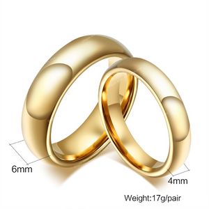 Mode 100% pure wolfraam ringen 4 MM/6 MM breed Goudkleurige trouwringen voor dames en heren sieraden Mode-sieraden Ringen wolfraam ring goud ingelegd