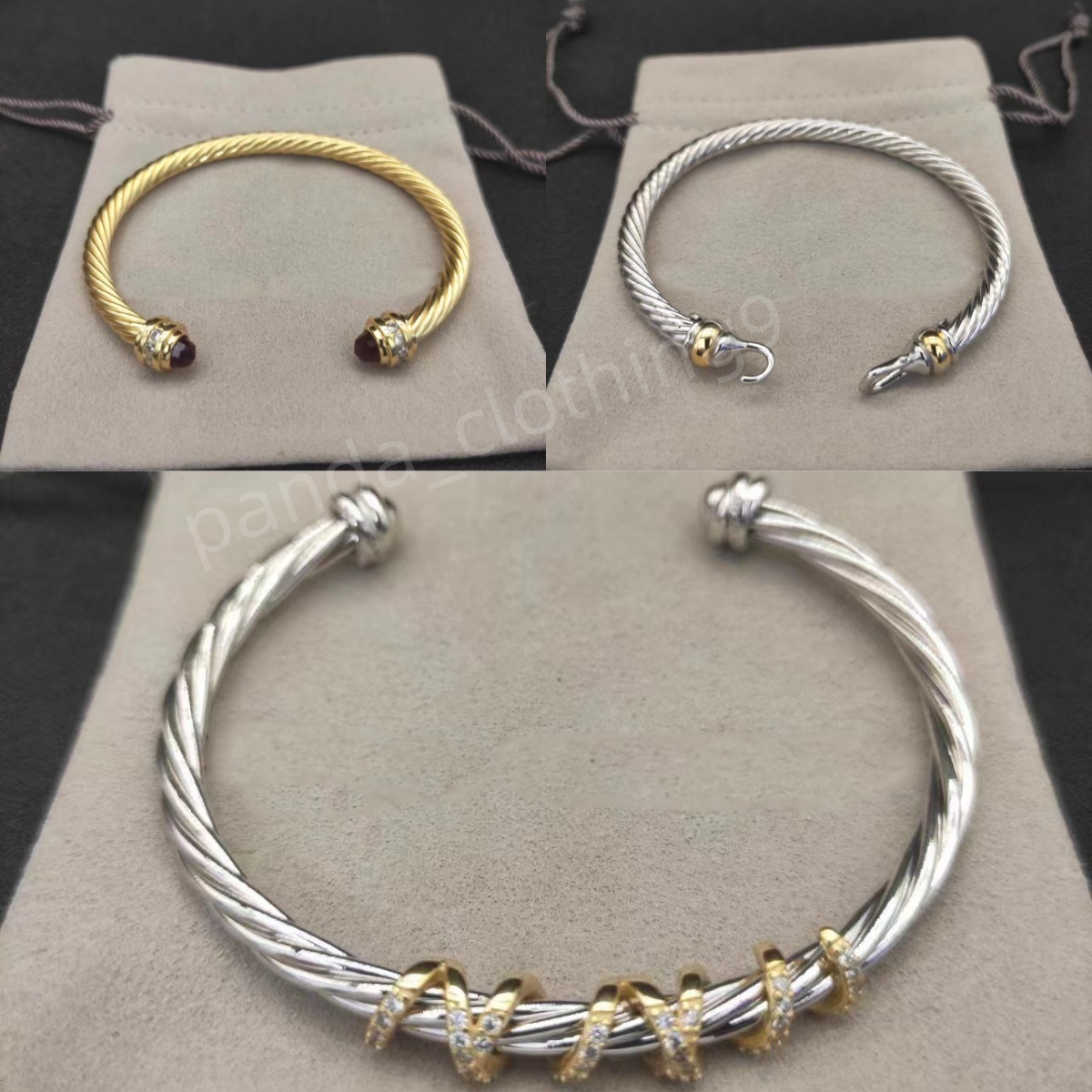 Pulseira de jóias pulseira de designer devid para mulheres de alta qualidade de pulseira de designer de designer de gabinete de coleta de cabo de coleta de cabo