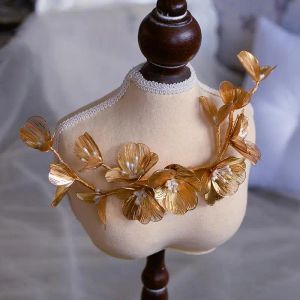 Sieraden barokke hoofdband tiara gouden kleur bloem bloemen haarband hoofddeksel dames kopstuk feest bruids haaraccessoires bruiloft sieraden