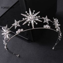 Bijoux baroque princesse diadème bling ramionnage étoile et couronne or / argent couleur métal bande pour les bijoux de cheveux de mariage de la mariée