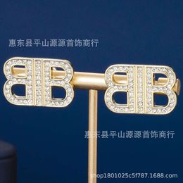 sieraden bb oorbel B-vormige oorbellen overdreven letter ingelegd met diamant messing licht luxe s925 zilveren naald voor vrouwen N9ZO