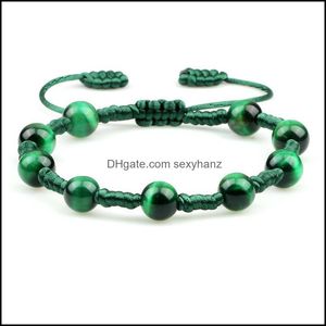 Sieraden kralen, strengen handgemaakte chakra kralen armband natuurgroene tijger ogen stenen armbanden 5 kleur draad gevlochten draadbangle vrouwen yo yo