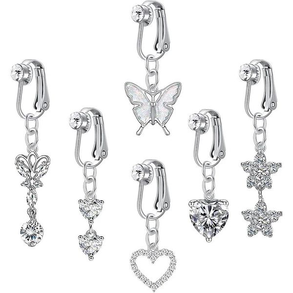 Bijoux anneau de ventre faux anneau de ventre Clip sur anneaux de nombril faux Piercing de ventre nombril fausses boucles d'oreilles faux Piercing de nombril