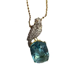 Bijoux en forme d'oiseau bleu vert avec diamants, bijoux de créateur pour femmes, cadeau d'amour