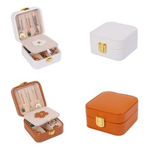 Boîte à bijoux double couche organisateur de bijoux de voyage en cuir PU vitrines portables avec miroir collier boucles d'oreilles anneaux support de rangement pour filles