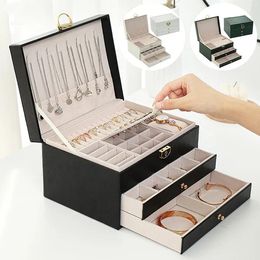 Sieradendoos sieradendoos met horloge kussen 3-laags grote capaciteit sieraden kist juwelen Organisator oorranghouder sieraden opslag 240430