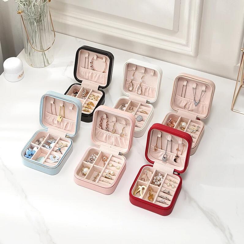 Jewelry Box Portable Travel Display PU Leather Jewelry Case Boxes Necklaces Earrings Rings Holder Storage Organizer