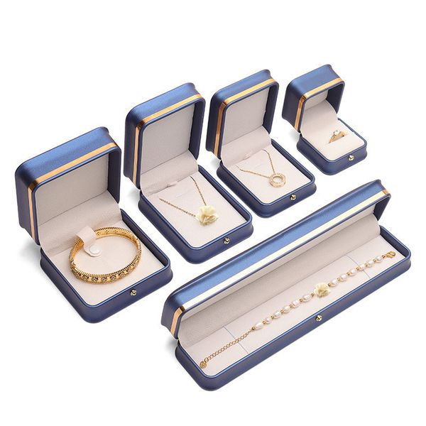 Boîte à bijoux en cuir PU, coffret cadeau, bague, collier, bracelet, pendentif, boîtes de rangement de bijoux, organisateur pour demande en mariage, anniversaire
