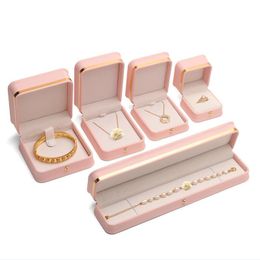 Boîte à bijoux en cuir PU organisateur affichage voyage étui à bijoux bague collier Bracelet pendentif boîtes de rangement emballage pour proposition de mariage