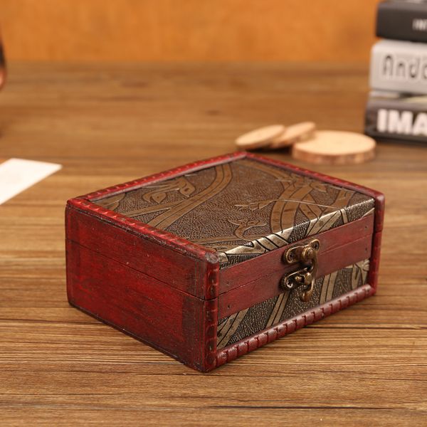 Jewelry Box Wood Vintage Wood Caja hecha a mano con mini cerradura de metal para almacenar joyas Tesoro Pearl Luxurious Home Accessories Herramientas