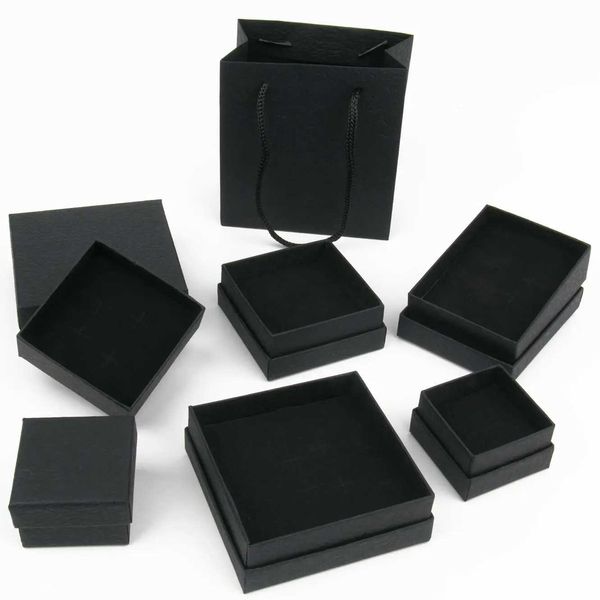 Joyas cajas 1 Papel negro Joyero de joyero Collar Collar Caja de arete Many Kraft Paper Boded Gifting Box Box Accesorios de joyería