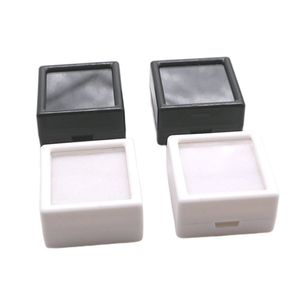 Cajas de joyería 100PCS Caja de exhibición de acrílico de almacenamiento de piedras preciosas 30 30 mm Regalo de diamante desnudo Blanco Negro Cuadrado Cojín de esponja suave Estuche suelto 230710