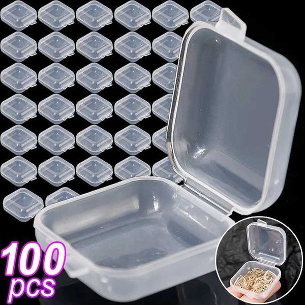 Boîtes à bijoux 100pcs mini boîtier de rangement en plastique Boîte à pilule portable Organisateur de boucles d'oreilles Emballage de bijoux