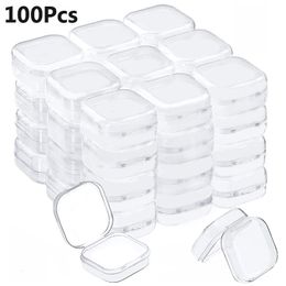 Sieradenboxen 100 stks kleine doosjes vierkante transparante plastic doos sieraden opslagcase afwerking container verpakking opbergdoos voor oorbellen 230310